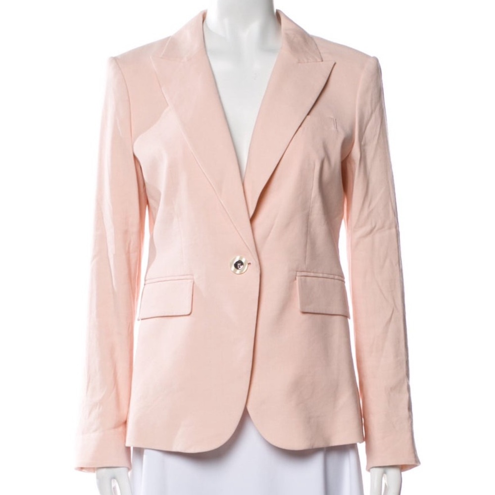Veronica Beard Pink Linen Cutaway Dickey Jacket - Picture 6 of 9